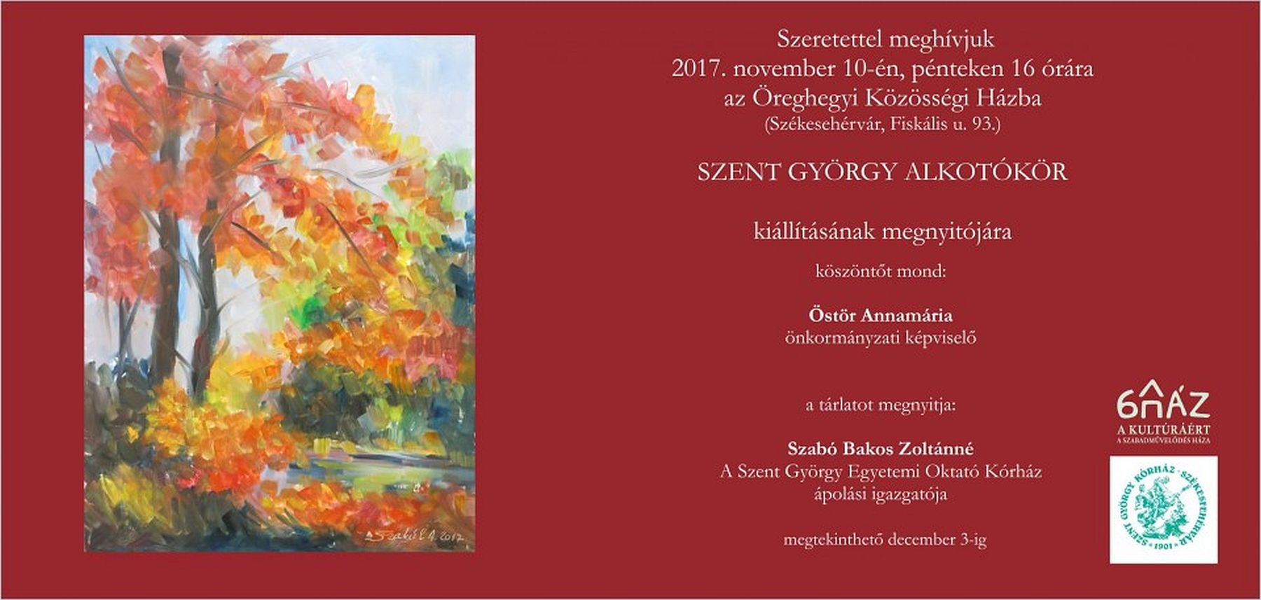 Kiállítás nyílik a Szent György Alkotókör munkáiból az Öreghegyi Közösségi Házban